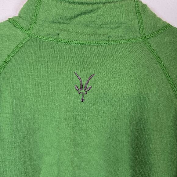 Ibex 1/4 Snap Pullover Top Women's L Green Merino Wool USA Made Granola Girl - Picture 4 of 8